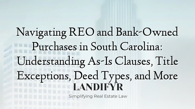 Navigating REO and Bank-Owned Purchases in South Carolina: Understanding As-Is Clauses, Title Exceptions, Deed Types, and More