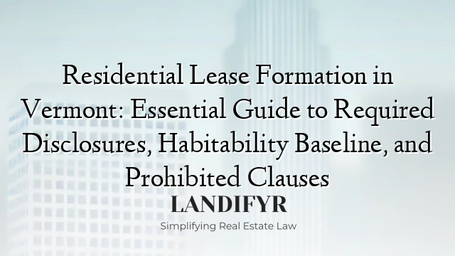 Residential Lease Formation in Vermont: Essential Guide to Required Disclosures, Habitability Baseline, and Prohibited Clauses