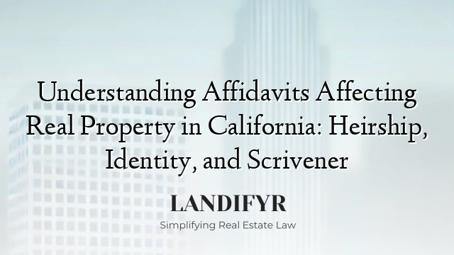 Understanding Affidavits Affecting Real Property in California: Heirship, Identity, and Scrivener