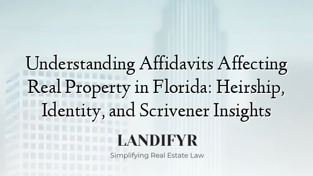 Understanding Affidavits Affecting Real Property in Florida: Heirship, Identity, and Scrivener Insights