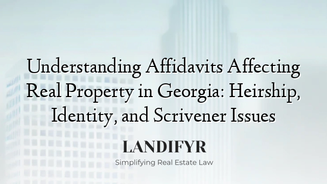 Understanding Affidavits Affecting Real Property in Georgia: Heirship, Identity, and Scrivener Issues