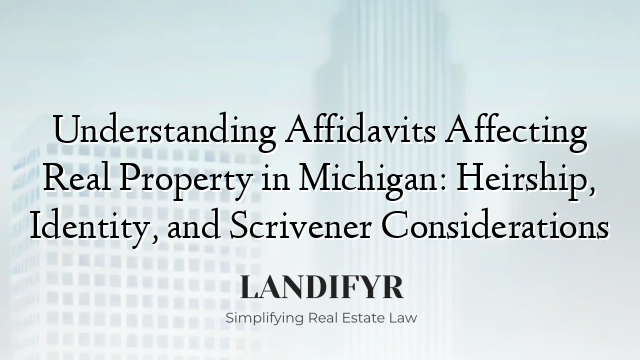 Understanding Affidavits Affecting Real Property in Michigan: Heirship, Identity, and Scrivener Considerations