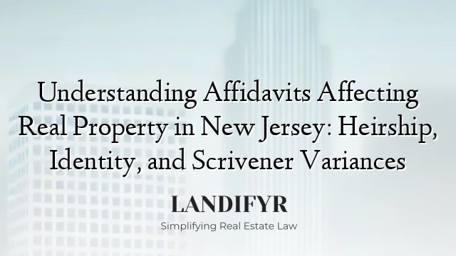Understanding Affidavits Affecting Real Property in New Jersey: Heirship, Identity, and Scrivener Variances
