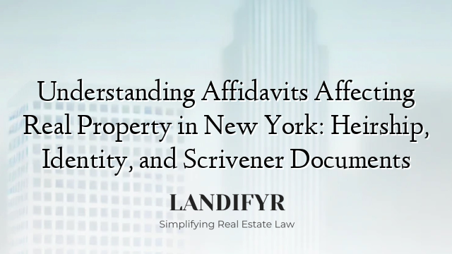 Understanding Affidavits Affecting Real Property in New York: Heirship, Identity, and Scrivener Documents