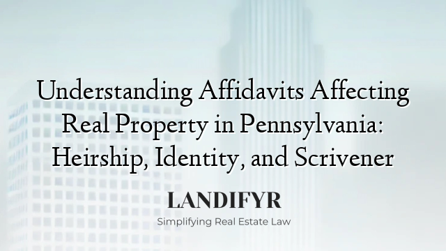 Understanding Affidavits Affecting Real Property in Pennsylvania: Heirship, Identity, and Scrivener