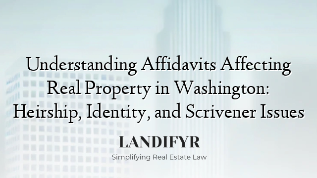 Understanding Affidavits Affecting Real Property in Washington: Heirship, Identity, and Scrivener Issues