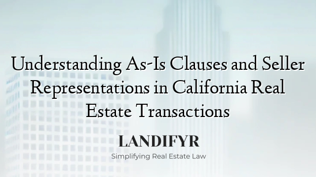 Understanding As-Is Clauses and Seller Representations in California Real Estate Transactions