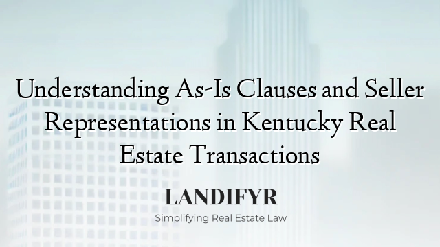 Understanding As-Is Clauses and Seller Representations in Kentucky Real Estate Transactions