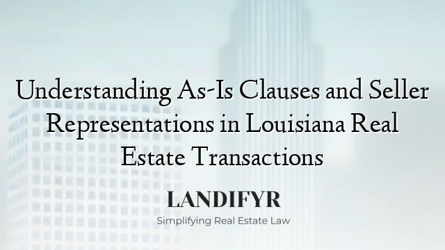 Understanding As-Is Clauses and Seller Representations in Louisiana Real Estate Transactions