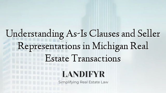 Understanding As-Is Clauses and Seller Representations in Michigan Real Estate Transactions
