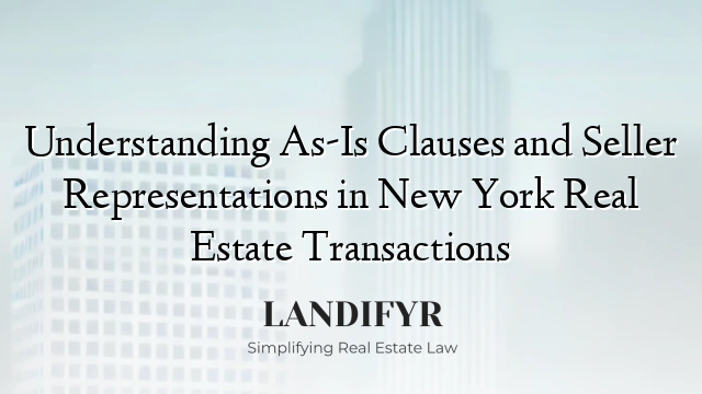 Understanding As-Is Clauses and Seller Representations in New York Real Estate Transactions