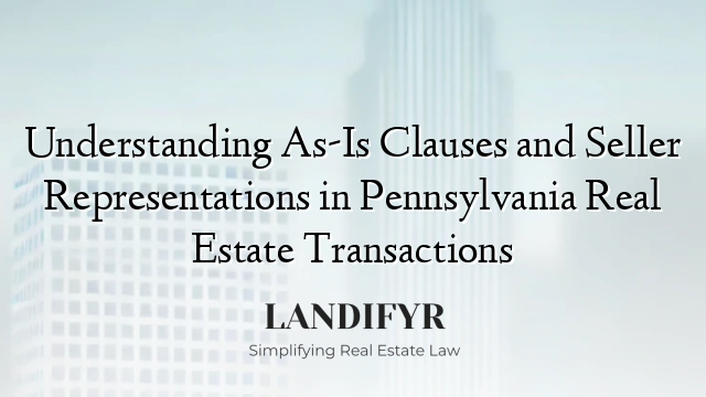 Understanding As-Is Clauses and Seller Representations in Pennsylvania Real Estate Transactions