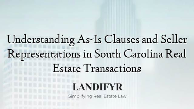 Understanding As-Is Clauses and Seller Representations in South Carolina Real Estate Transactions