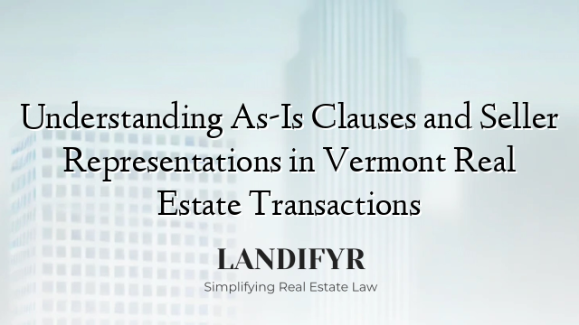 Understanding As-Is Clauses and Seller Representations in Vermont Real Estate Transactions