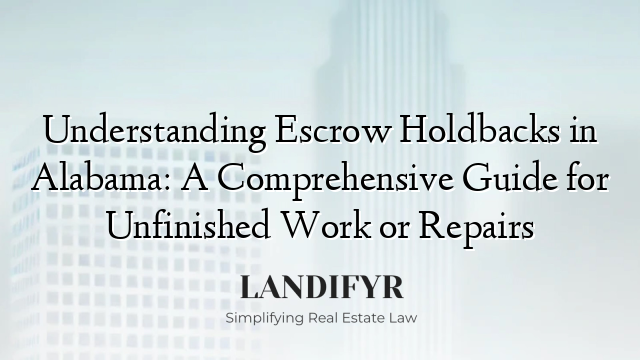 Understanding Escrow Holdbacks in Alabama: A Comprehensive Guide for Unfinished Work or Repairs