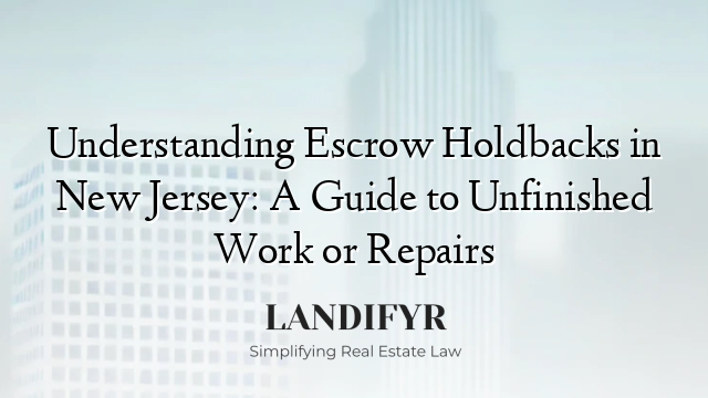 Understanding Escrow Holdbacks in New Jersey: A Guide to Unfinished Work or Repairs