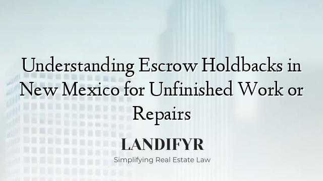 Understanding Escrow Holdbacks in New Mexico for Unfinished Work or Repairs
