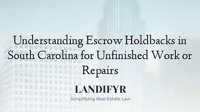 Understanding Escrow Holdbacks in South Carolina for Unfinished Work or Repairs