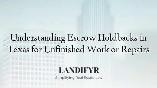 Understanding Escrow Holdbacks in Texas for Unfinished Work or Repairs