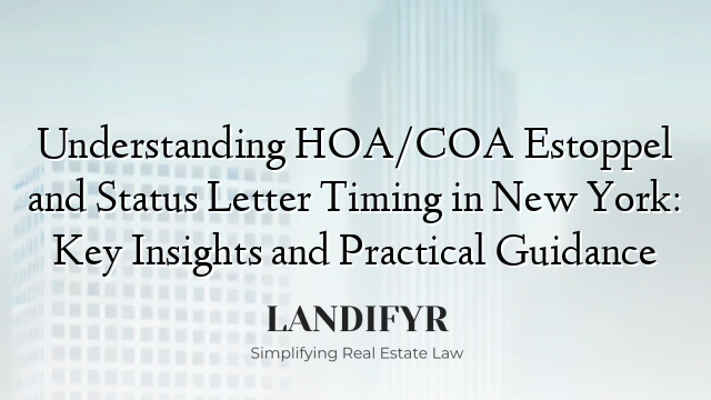 Understanding HOA/COA Estoppel and Status Letter Timing in New York: Key Insights and Practical Guidance