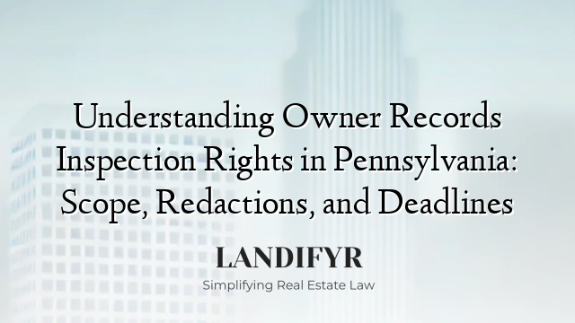Understanding Owner Records Inspection Rights in Pennsylvania: Scope, Redactions, and Deadlines
