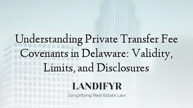 Understanding Private Transfer Fee Covenants in Delaware: Validity, Limits, and Disclosures