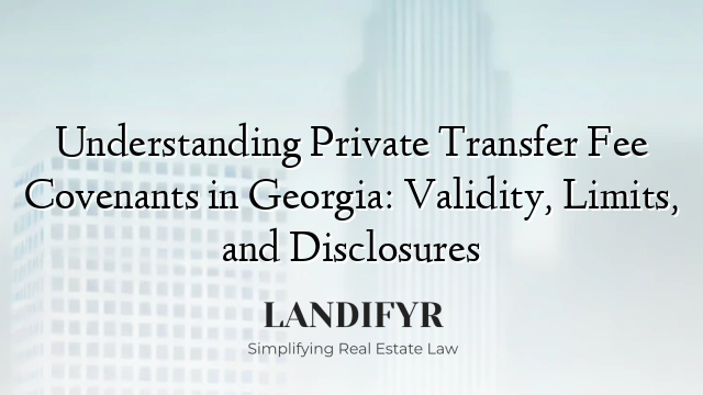 Understanding Private Transfer Fee Covenants in Georgia: Validity, Limits, and Disclosures