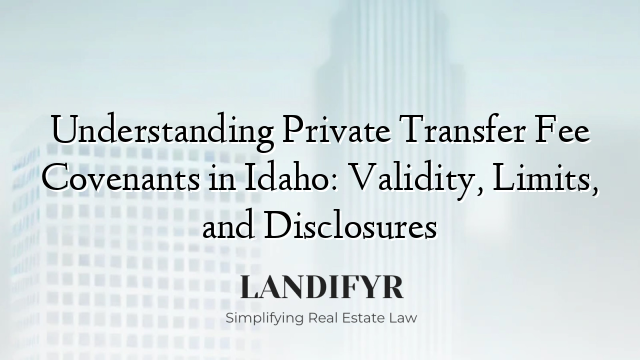 Understanding Private Transfer Fee Covenants in Idaho: Validity, Limits, and Disclosures