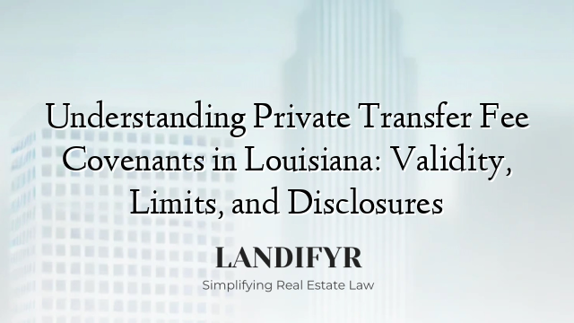 Understanding Private Transfer Fee Covenants in Louisiana: Validity, Limits, and Disclosures