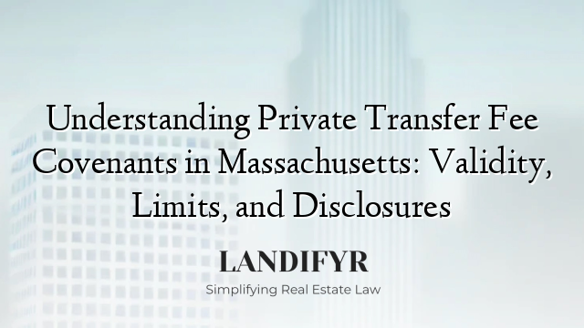Understanding Private Transfer Fee Covenants in Massachusetts: Validity, Limits, and Disclosures