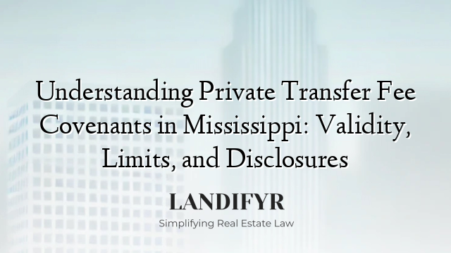 Understanding Private Transfer Fee Covenants in Mississippi: Validity, Limits, and Disclosures