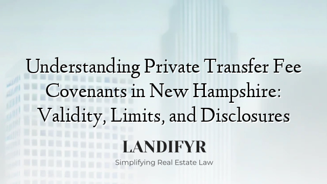 Understanding Private Transfer Fee Covenants in New Hampshire: Validity, Limits, and Disclosures