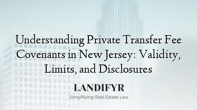 Understanding Private Transfer Fee Covenants in New Jersey: Validity, Limits, and Disclosures