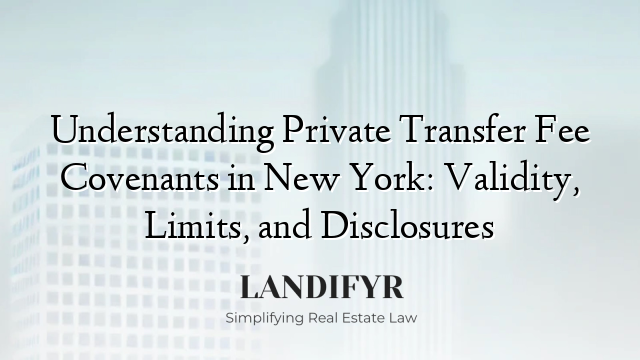 Understanding Private Transfer Fee Covenants in New York: Validity, Limits, and Disclosures