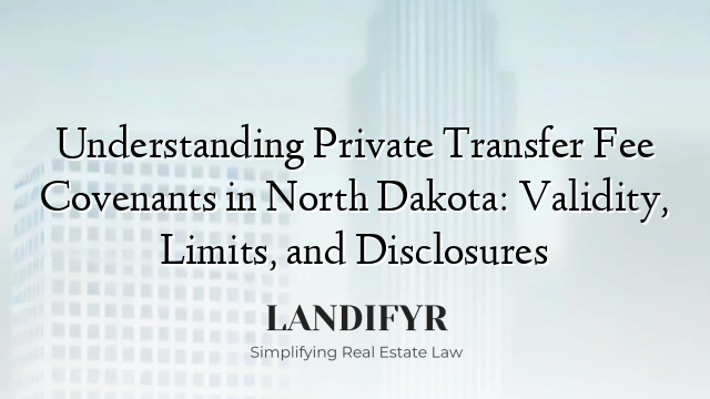 Understanding Private Transfer Fee Covenants in North Dakota: Validity, Limits, and Disclosures