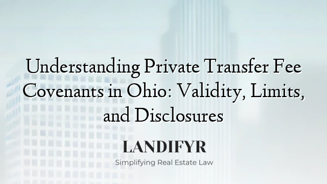 Understanding Private Transfer Fee Covenants in Ohio: Validity, Limits, and Disclosures