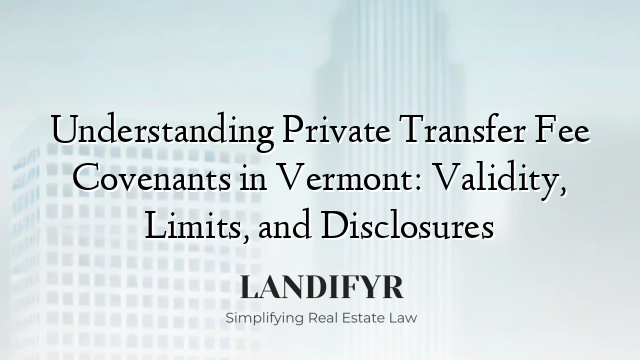 Understanding Private Transfer Fee Covenants in Vermont: Validity, Limits, and Disclosures