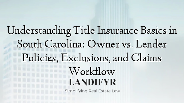 Understanding Title Insurance Basics in South Carolina: Owner vs. Lender Policies, Exclusions, and Claims Workflow