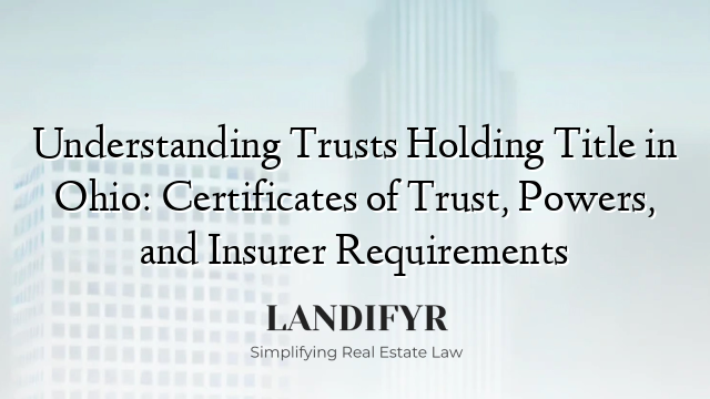 Understanding Trusts Holding Title in Ohio: Certificates of Trust, Powers, and Insurer Requirements