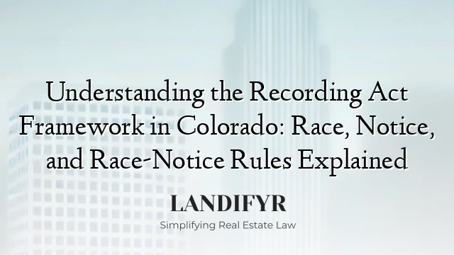 Understanding the Recording Act Framework in Colorado: Race, Notice, and Race-Notice Rules Explained