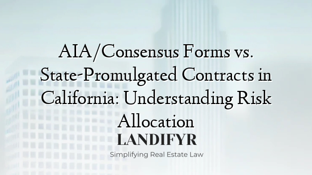 AIA/Consensus Forms vs. State-Promulgated Contracts in California: Understanding Risk Allocation