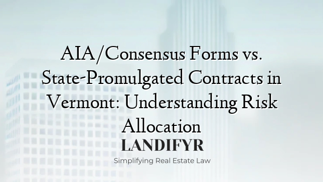 AIA/Consensus Forms vs. State-Promulgated Contracts in Vermont: Understanding Risk Allocation