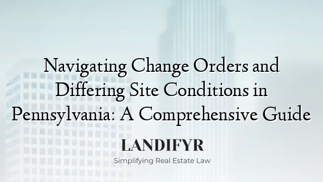 Navigating Change Orders and Differing Site Conditions in Pennsylvania: A Comprehensive Guide
