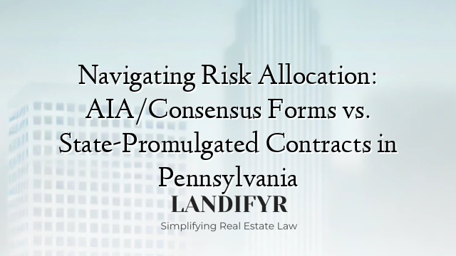 Navigating Risk Allocation: AIA/Consensus Forms vs. State-Promulgated Contracts in Pennsylvania