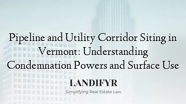 Pipeline and Utility Corridor Siting in Vermont: Understanding Condemnation Powers and Surface Use