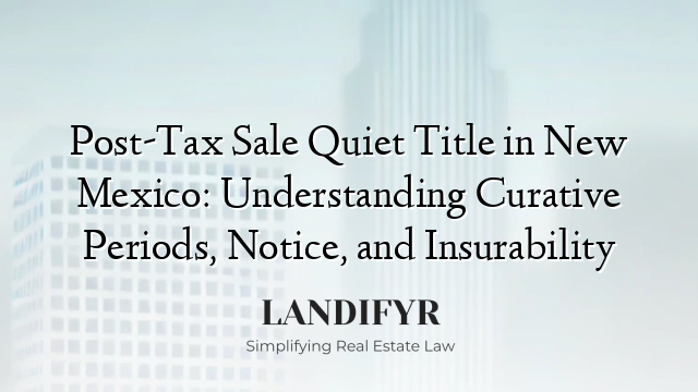 Post-Tax Sale Quiet Title in New Mexico: Understanding Curative Periods, Notice, and Insurability