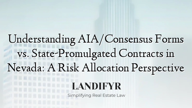 Understanding AIA/Consensus Forms vs. State-Promulgated Contracts in Nevada: A Risk Allocation Perspective