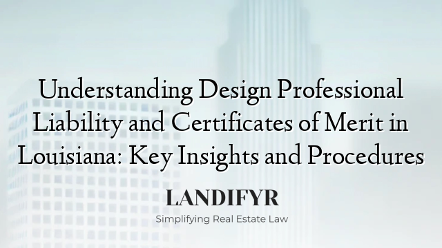 Understanding Design Professional Liability and Certificates of Merit in Louisiana: Key Insights and Procedures