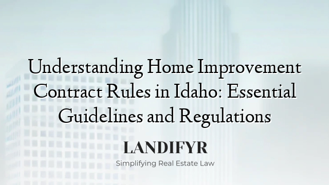Understanding Home Improvement Contract Rules in Idaho: Essential Guidelines and Regulations