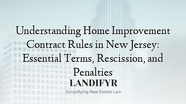 Understanding Home Improvement Contract Rules in New Jersey: Essential Terms, Rescission, and Penalties
